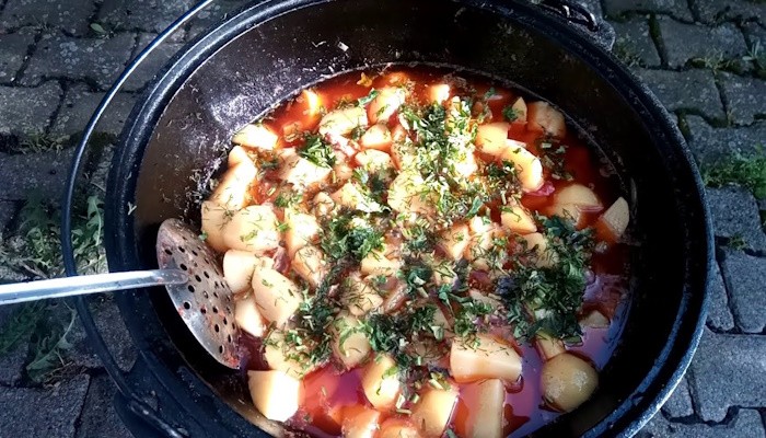 Лагман с картошкой на костре